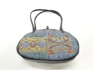リサイクル　抽象草花模様織出し和装バッグ